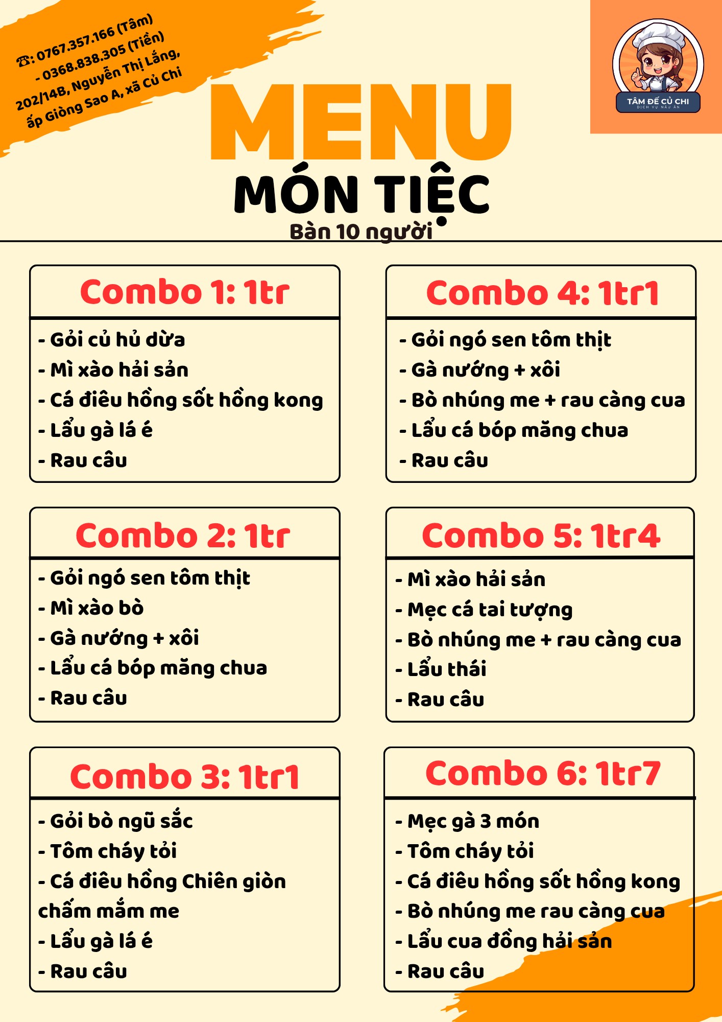 Top 3 đơn vị nấu đám tiệc tại nhà uy tín ở Củ Chi