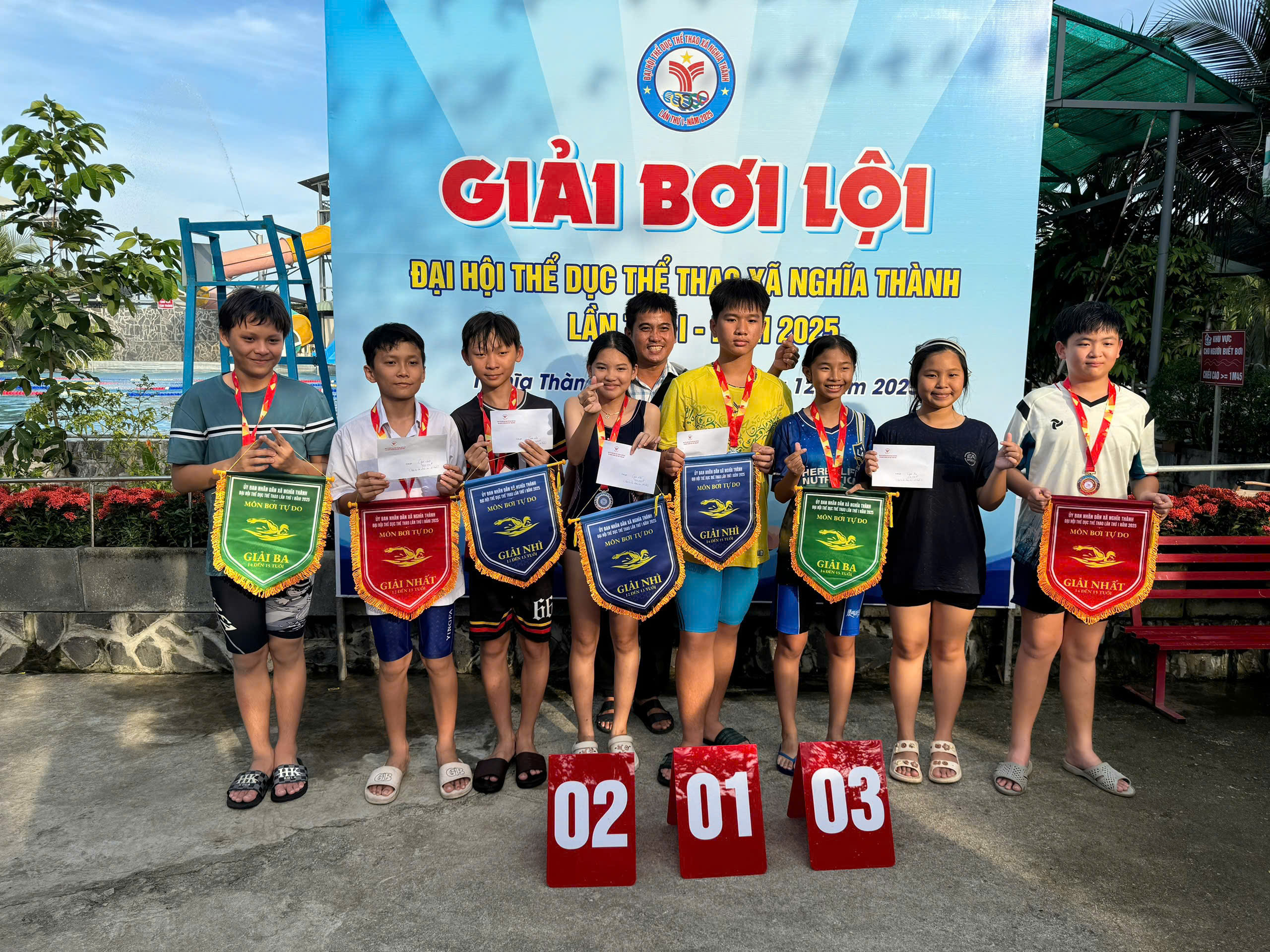 TOP 3 ĐƠN VỊ ĐỒNG HÀNH & GÓP PHẦN TẠO NÊN THÀNH CÔNG GIẢI BƠI LỘI ĐẠI HỘI THỂ DỤC THỂ THAO XÃ NGHĨA THÀNH NĂM 2025