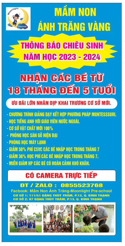KHAI TRƯƠNG CỞ SỞ 2: MẦM NON ÁNH TRĂNG VÀNG - ƯU ĐÃI HỌC PHÍ