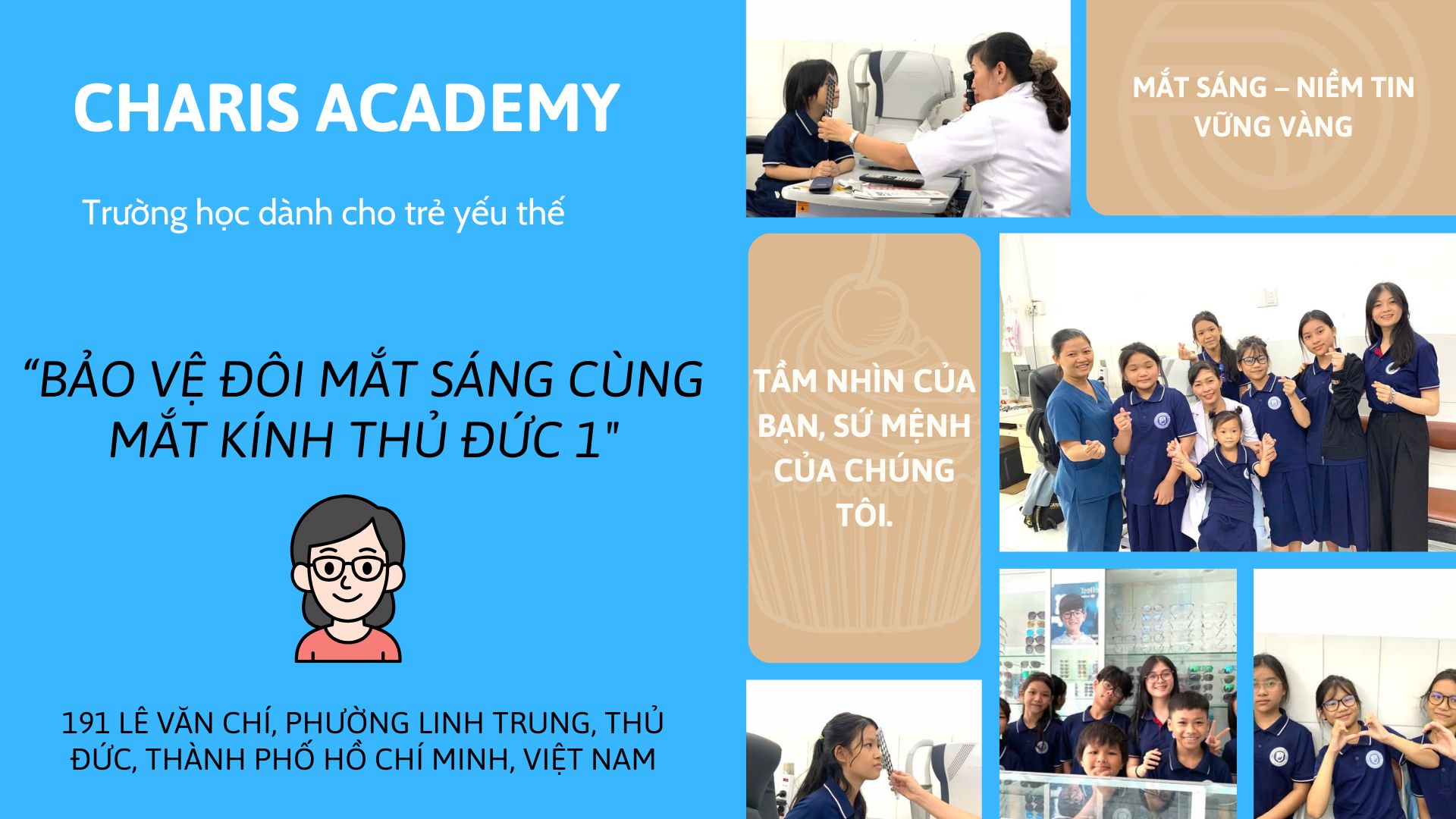 MẮT KÍNH THỦ ĐỨC 1 – LAN TỎA YÊU THƯƠNG QUA HOẠT ĐỘNG KHÁM MẮT CHO CÁC BÉ TẠI TRƯỜNG CHARIS ACADEMY