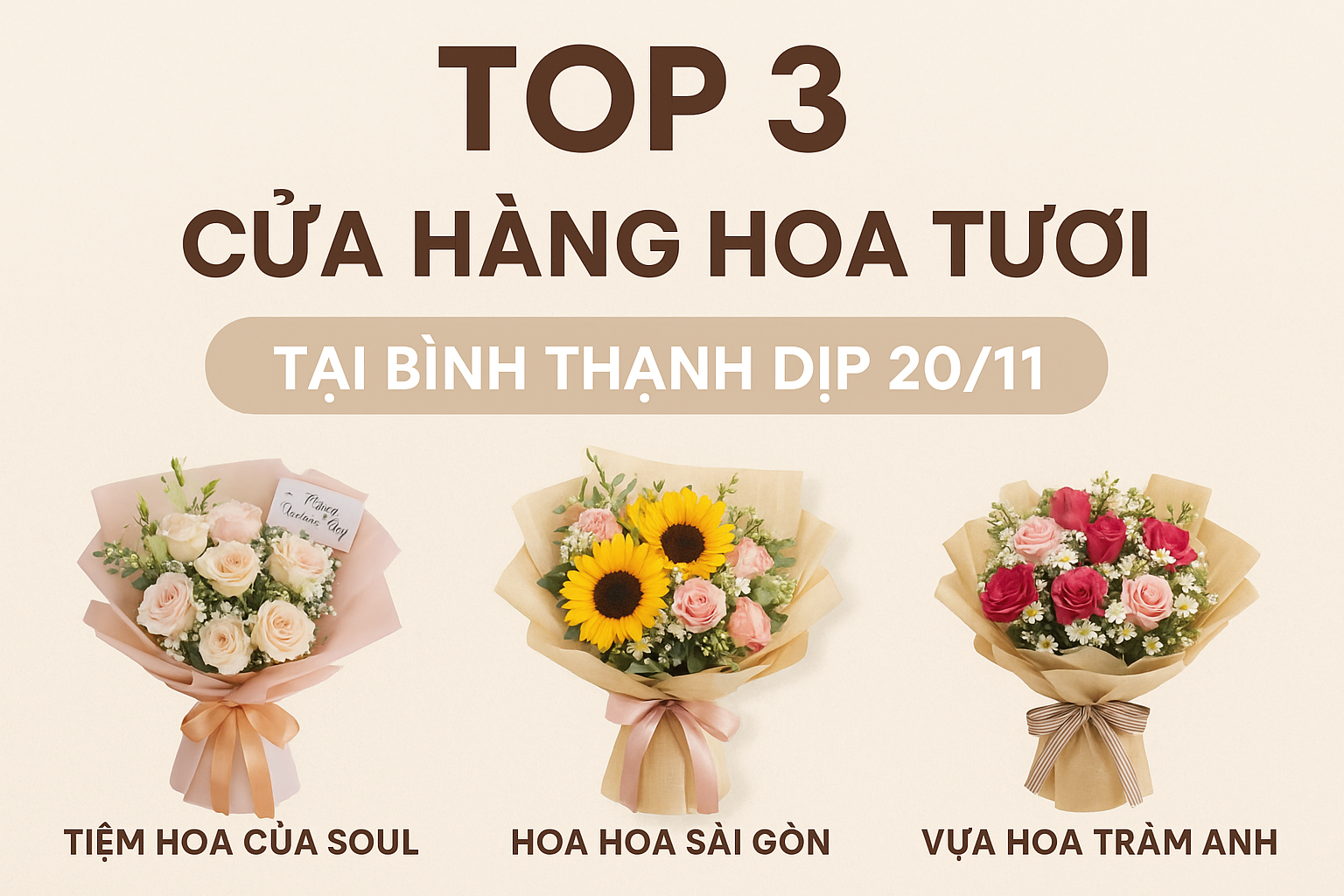 Top 3 Cửa Hàng Hoa Tươi Tại Bình Thạnh Được Yêu Thích Nhất Dịp 20/11