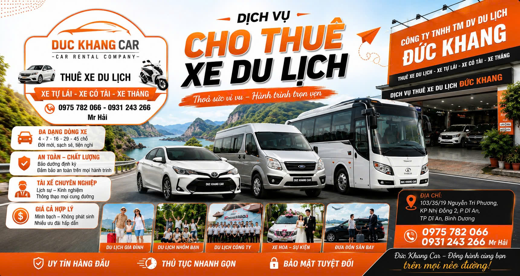 TOP 3 ĐƠN VỊ CHO THUÊ XE DU LỊCH UY TÍN, GIÁ RẺ TẠI DĨ AN, BÌNH DƯƠNG