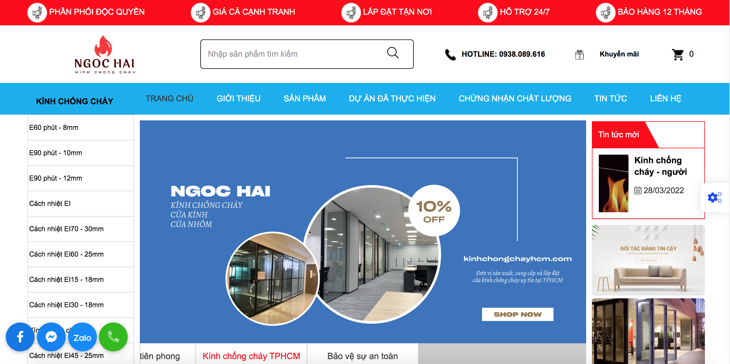 Kính chống cháy Ngọc Hải